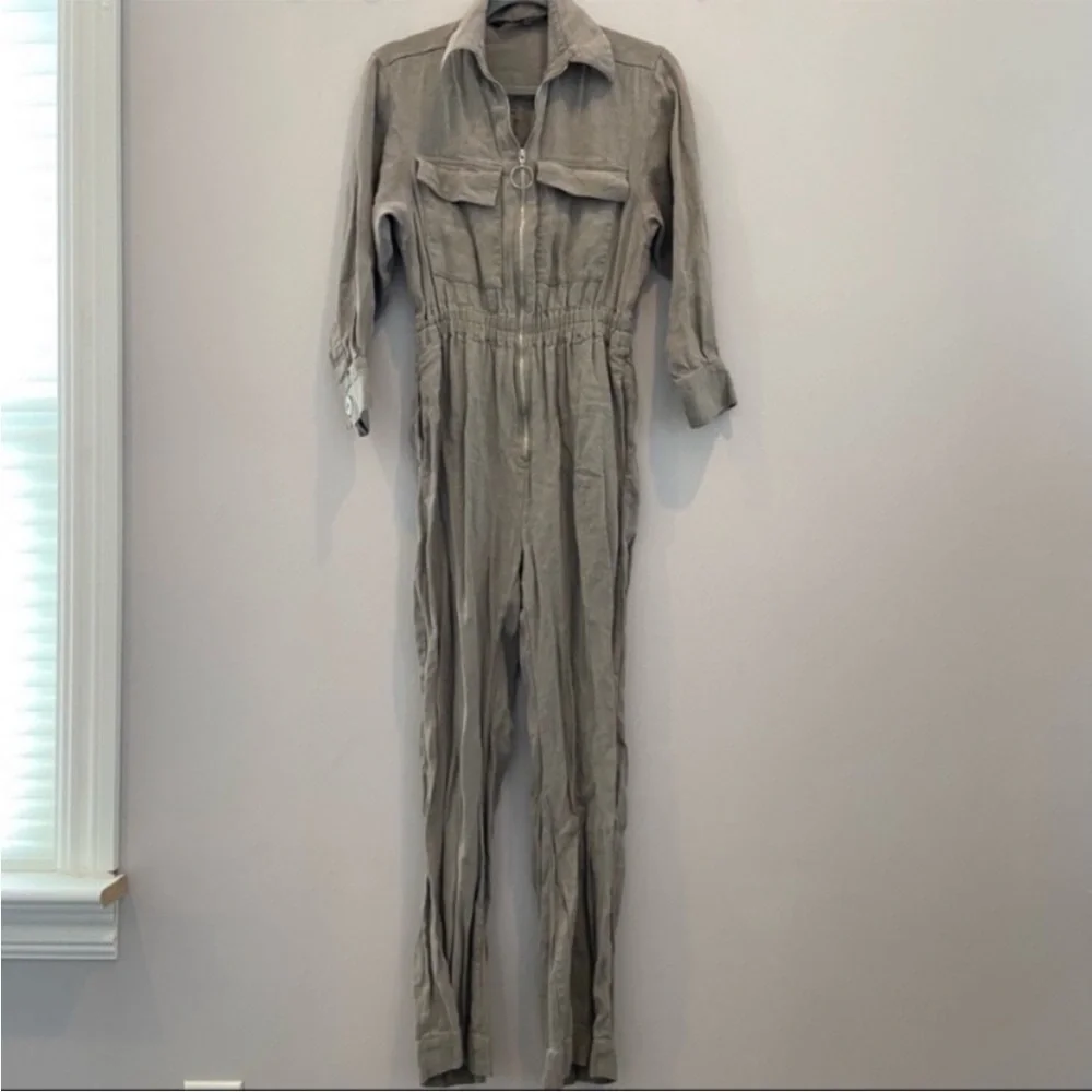 ZARA Studio Canvas Linen Utility Jumpsuit XS BLOGGER FAVORITE